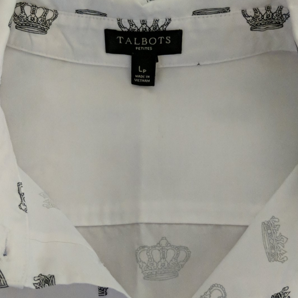 TALBOTS CLASSIC CROWN POPLIN BUTTON FRONT SHIRT - SIZE PL - Picture 11 of 16